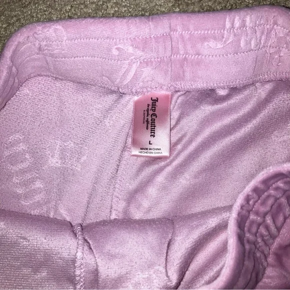 Juicy Couture Velour-Look Embossed Pajama Set - Shorts and Short Sleeved Shirt - Picture 2 of 7